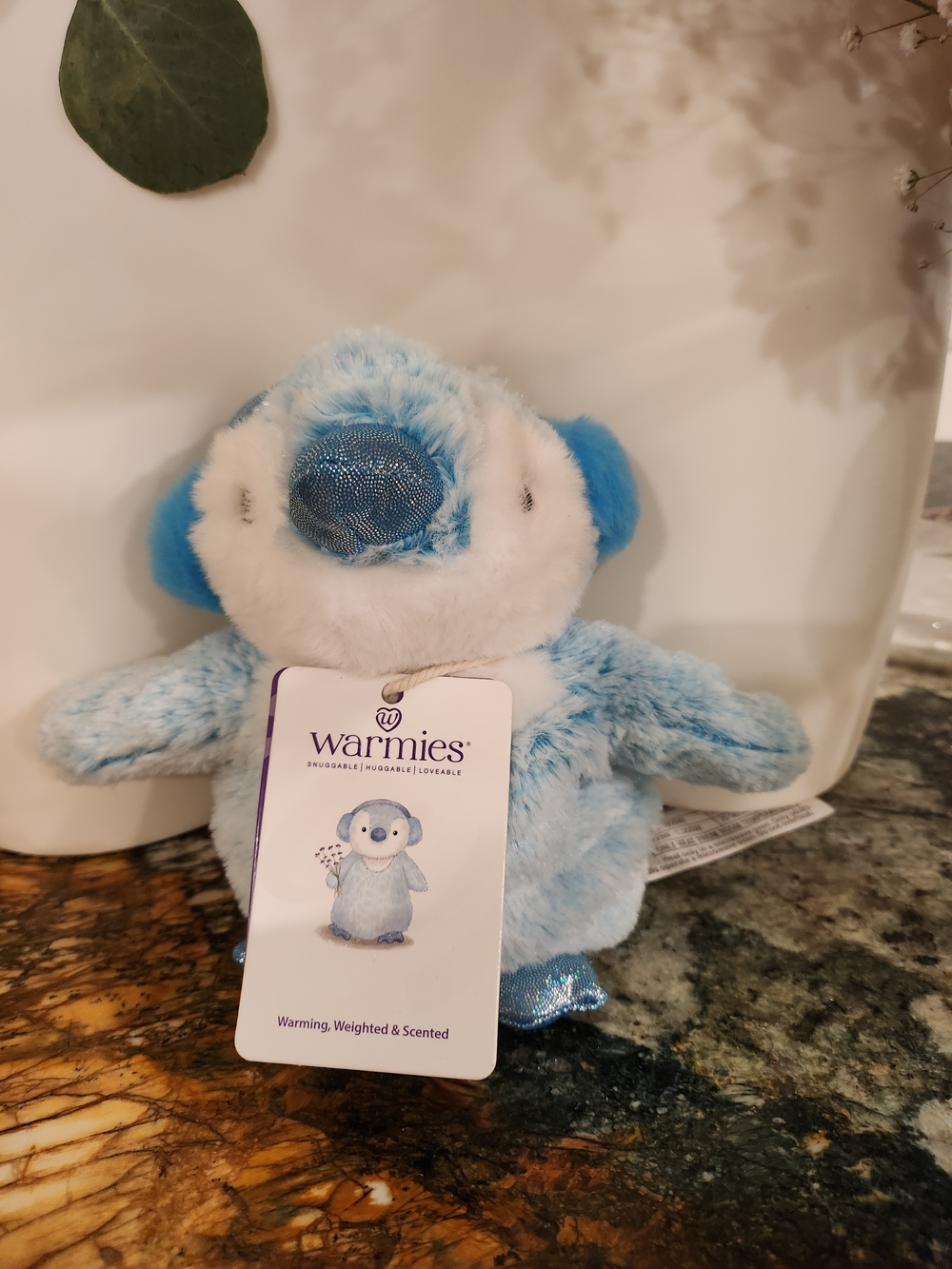 Warmies Blue & White Plush Penguin Heat Pack - Cozy Scented Comfort